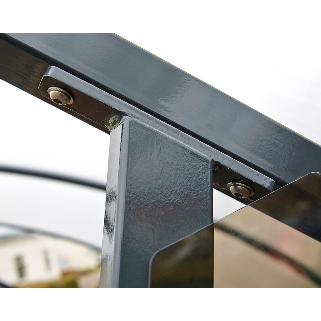 PROCITY® Halbmond-Überdachung, Anbaueinheit, mit getönten Verkleidungen, Fahrradständer 6 Plätze, anthrazit Produktabbildung Nr. 3: PROCITY® Halbmond-Überdachung, Anbaueinheit, mit getönten Verkleidungen, Fahrradständer 6 Plätze, anthrazit
