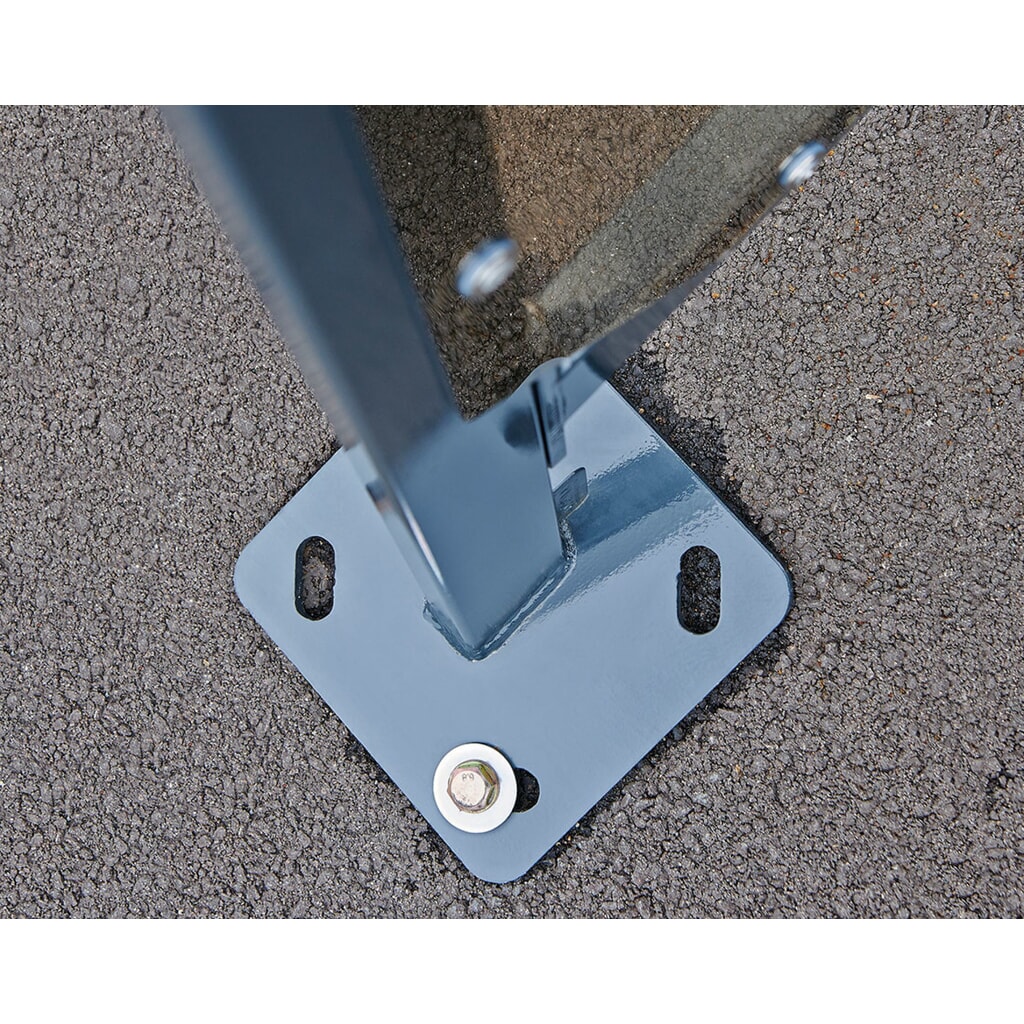 PROCITY® Halbmond-Überdachung, Anbaueinheit, mit getönten Verkleidungen, Fahrradständer 6 Plätze, anthrazit Produktabbildung Nr. 4: PROCITY® Halbmond-Überdachung, Anbaueinheit, mit getönten Verkleidungen, Fahrradständer 6 Plätze, anthrazit