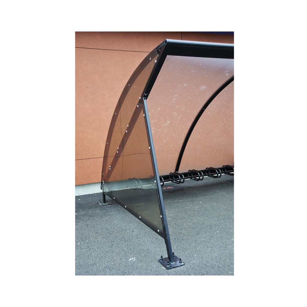 PROCITY® Halbmond-Überdachung, Grundmodell, mit getönten Verkleidungen, Fahrradständer 6 Plätze, anthrazit Produktabbildung Nr. 5: PROCITY® Halbmond-Überdachung, Grundmodell, mit getönten Verkleidungen, Fahrradständer 6 Plätze, anthrazit