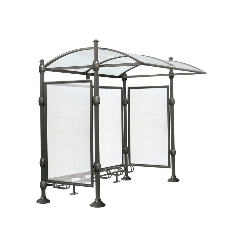 Produktabbildung: PROCITY® Überdachung Province Agora, All-In-One, Fahrradständer 6 Plätze, mit Rückwand und Seitenverkleidungen, anthrazit
