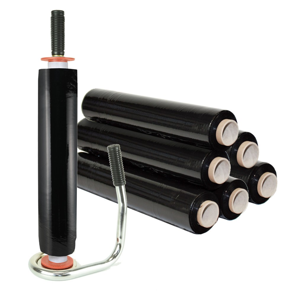 Produktabbildung Nr. 2: Profi-Stretchfolien-Set, 6 Rollen, BxL 500 mm x 260 lfm, inkl. 1 Handstretch-Apparat mit Kunststoff-Zentrierkegel, schwarz