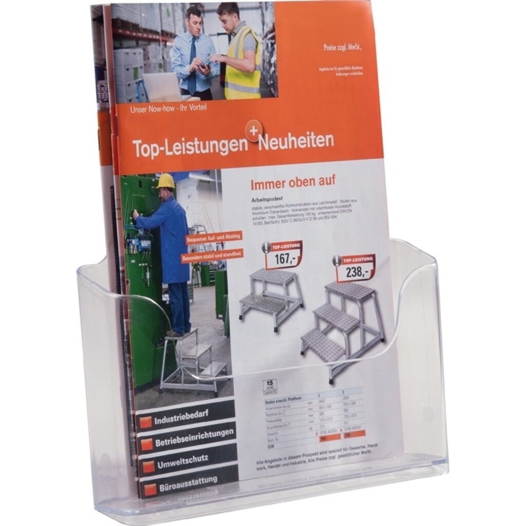 Produktabbildung: Prospekthalter, Acryl transparent, DIN A4