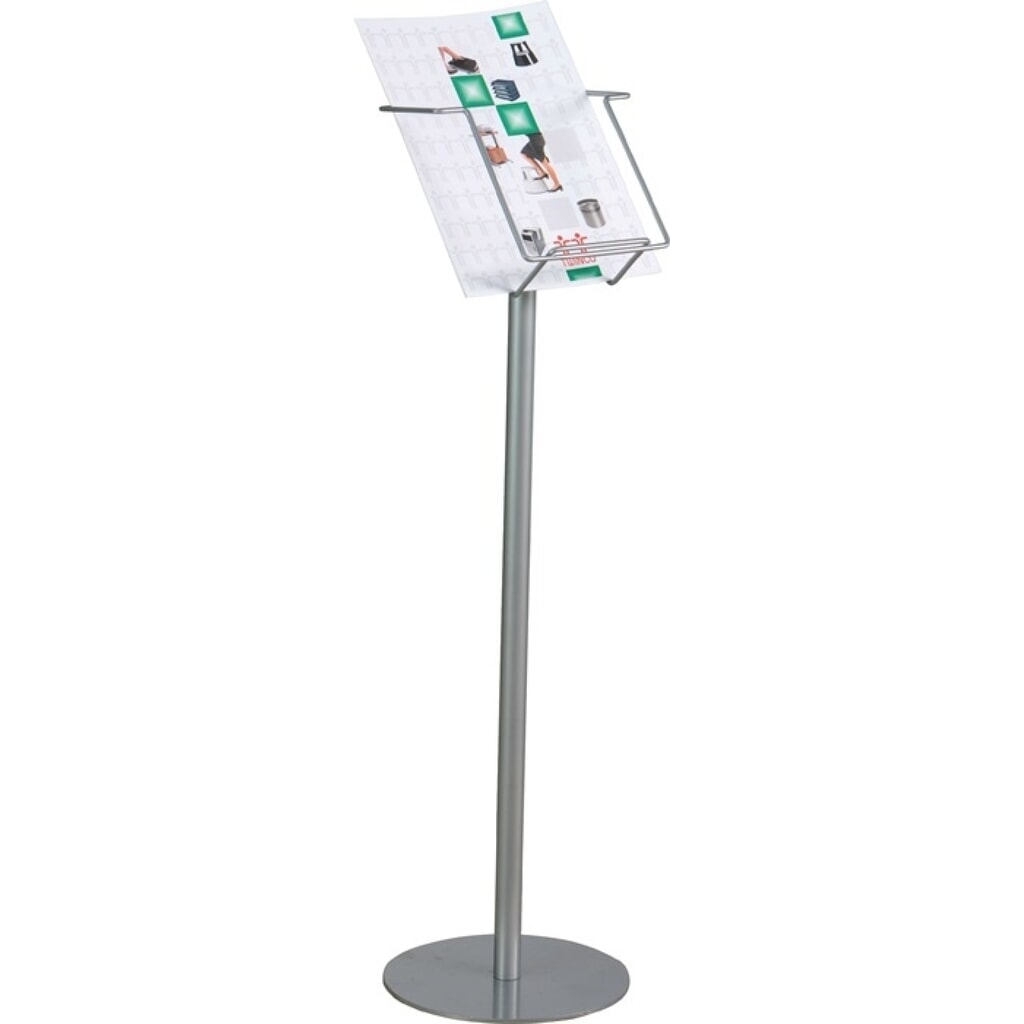 Prospektständer, silber, H880xB235mm, DIN A4 Produktabbildung: Prospektständer, silber, H880xB235mm, DIN A4