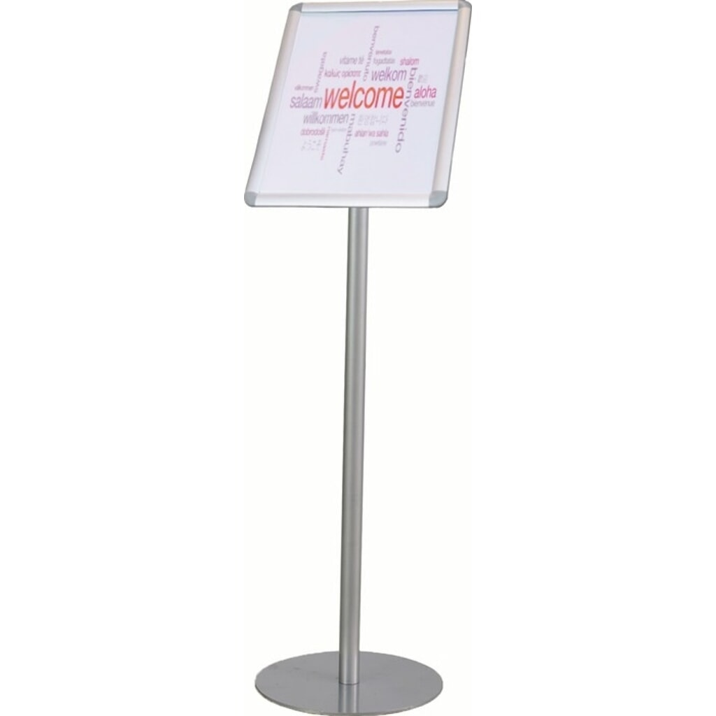 Produktabbildung: Prospektständer, silber mit Klapprahmen, H900xB252mm, DIN A4