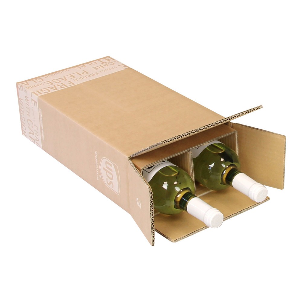 Produktabbildung: PTZ-Flaschenkarton 2-wellig, 205 x 105 x 400 mm ( L x B x H ), braun, postgepr.