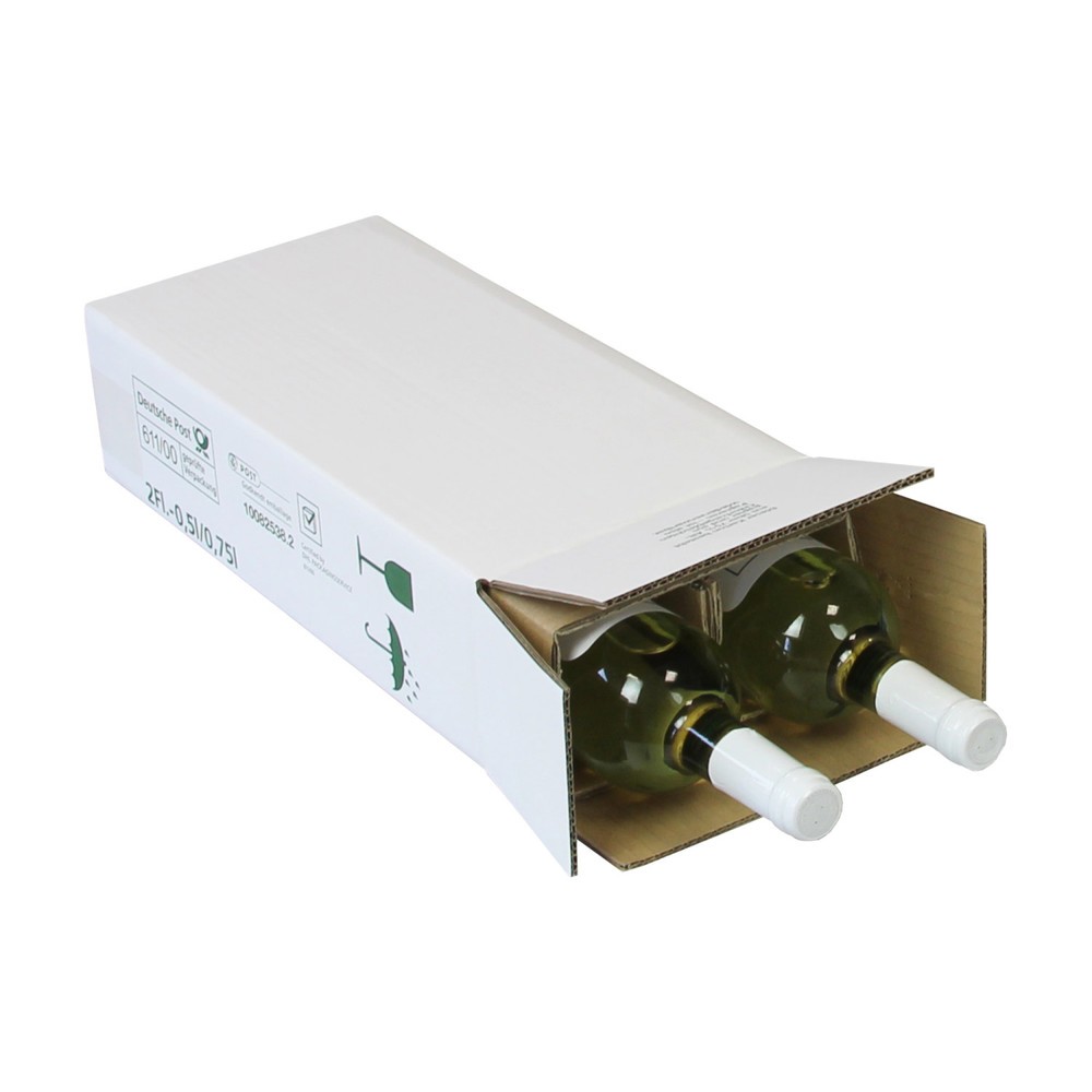 Produktabbildung: PTZ-Flaschenkartons, 183 x 95 x 395 mm ( L x B x H ), weiß, postgeprüft