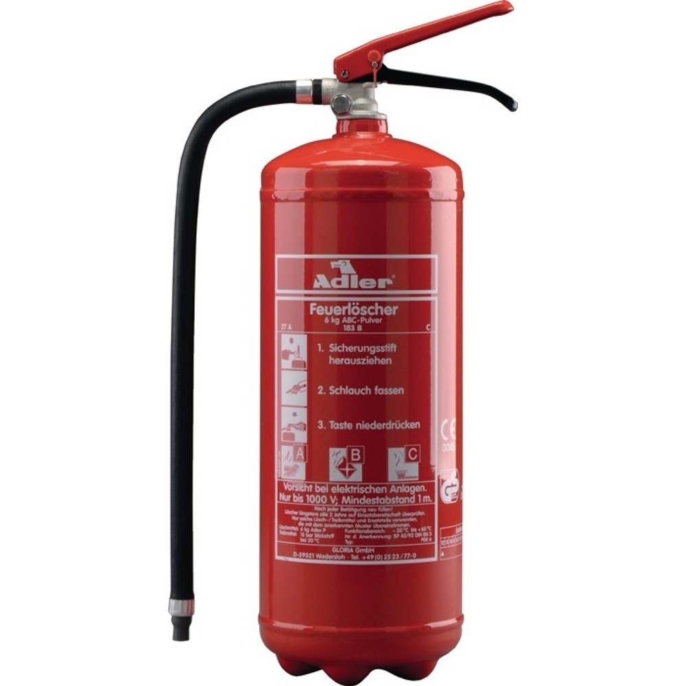Produktabbildung: Adler Pulverfeuerlöscher, Brandklasse A 43 A 233 B C, PDE12 12 kg mit Dauerdruck, mit Wandhalter