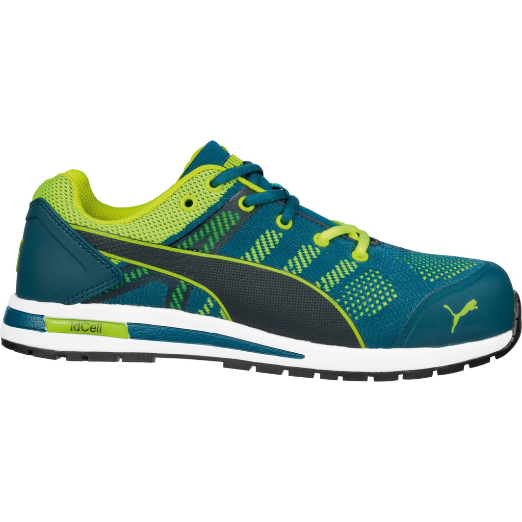 PUMA® Sicherheitshalbschuh Elevate Knit GREEN LOW S1P ESD HRO SRC Größe 39, blau/grün Produktabbildung Nr. 1: PUMA® Sicherheitshalbschuh Elevate Knit GREEN LOW S1P ESD HRO SRC Größe 39, blau/grün