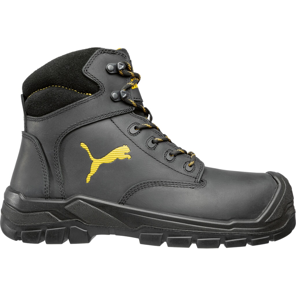 PUMA® Sicherheitsstiefel Borneo BLACK MID S3 HRO SRC Größe 43, schwarz/grau Produktabbildung: PUMA® Sicherheitsstiefel Borneo BLACK MID S3 HRO SRC Größe 43, schwarz/grau