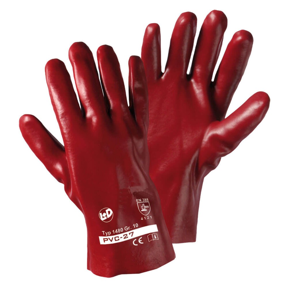 Produktabbildung: PVC-27 Handschuh rotbraun, Universalgröße