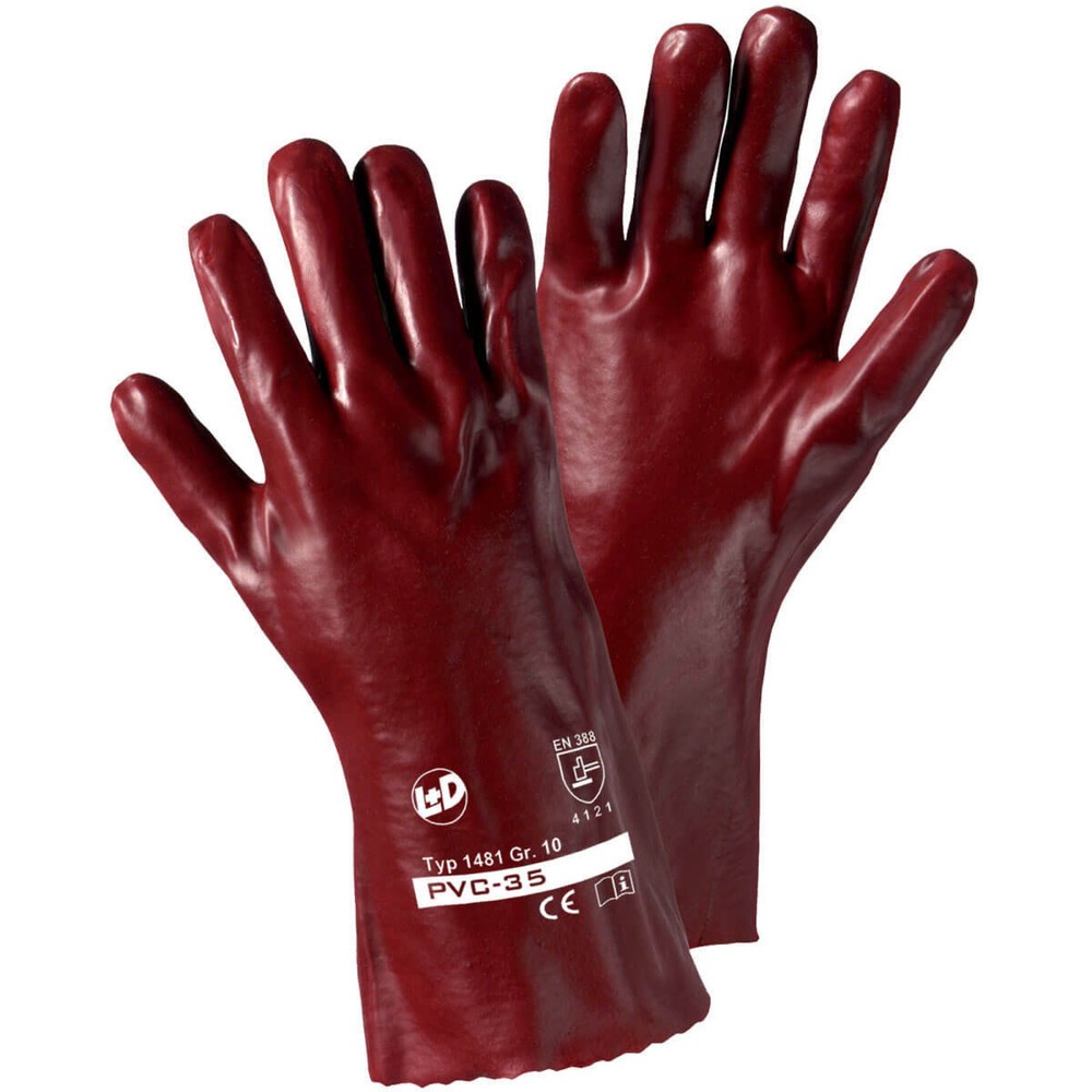 Produktabbildung: PVC-35 Handschuh rotbraun, Universalgröße