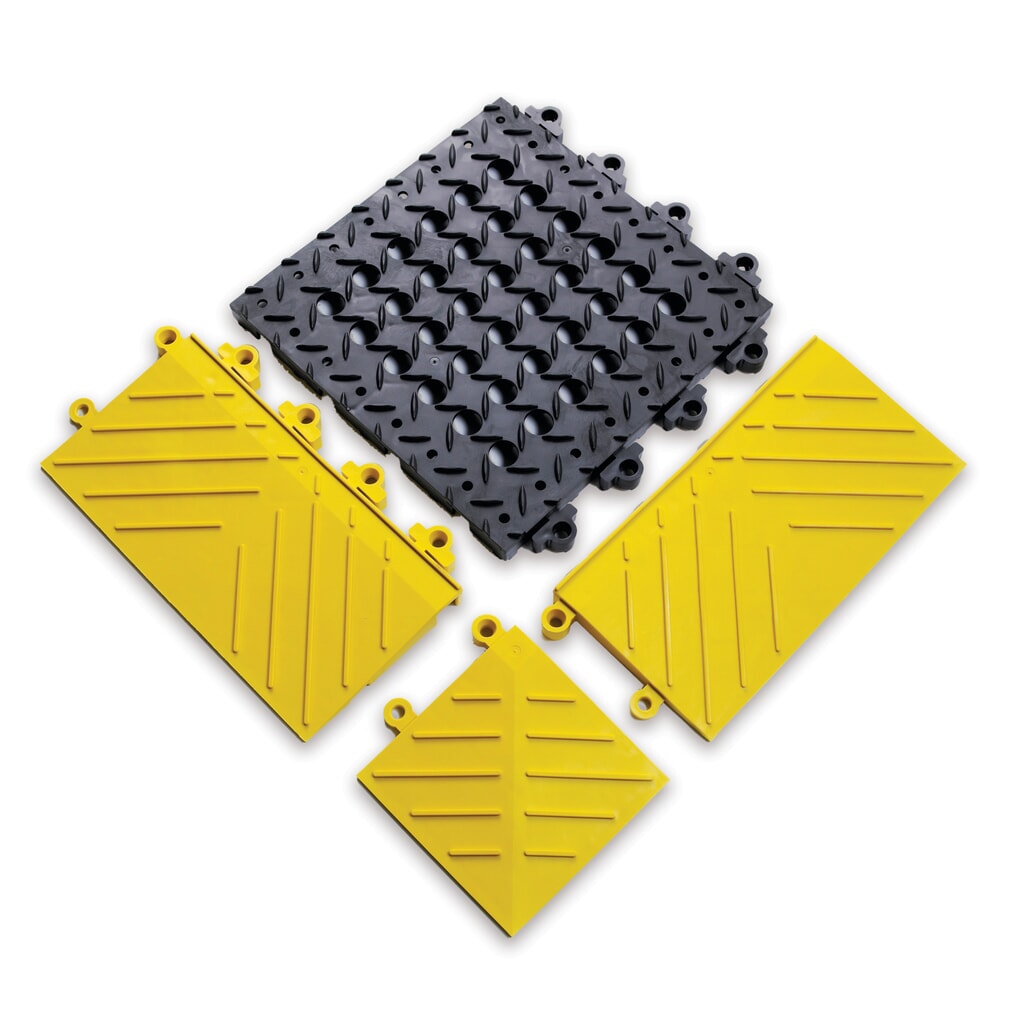 Eckstück für NoTrax Bodenplatten-Stecksystem, BxL 152 x 152 mm, gelb Produktabbildung: Eckstück für NoTrax Bodenplatten-Stecksystem, BxL 152 x 152 mm, gelb
