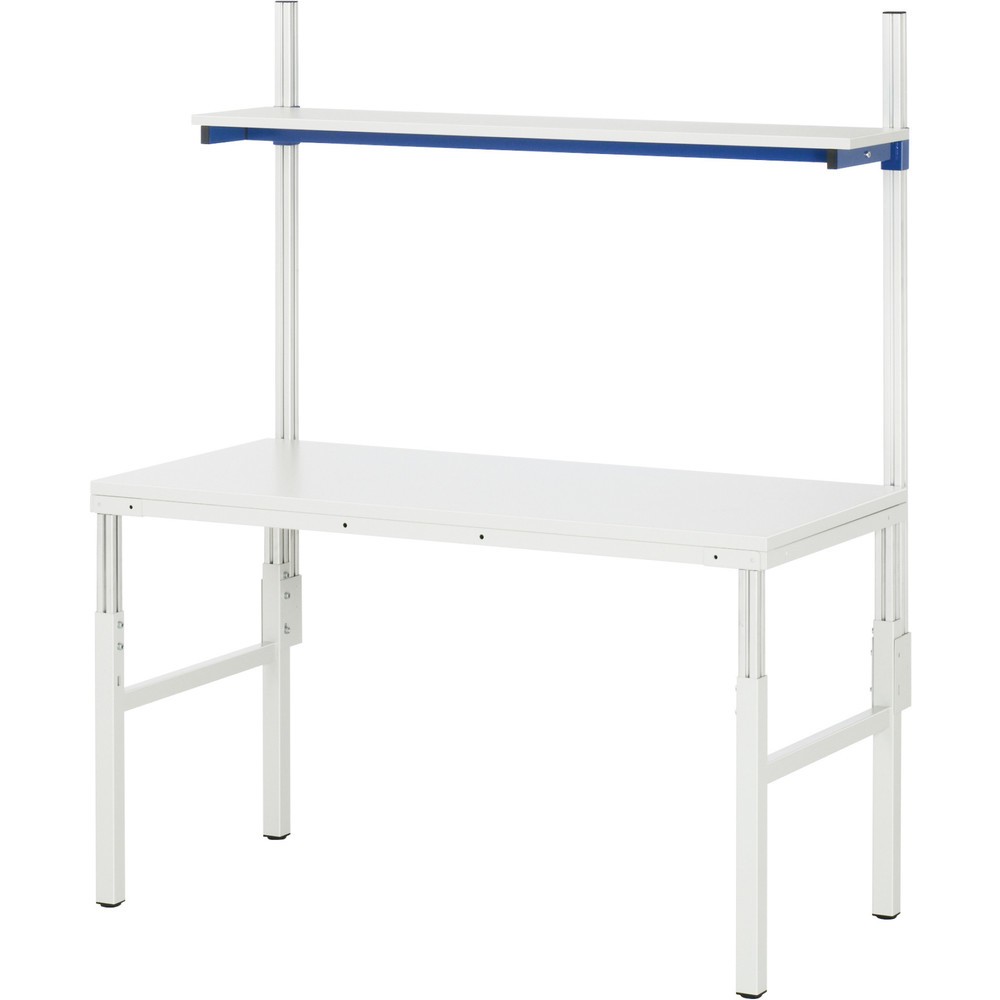 Produktabbildung Nr. 1: RAU Arbeitstisch Serie E, mit Etagenbord, HxBxT 650-1.000 x 1.200 x 700 mm, Arbeitsplatte Melamin-Belag