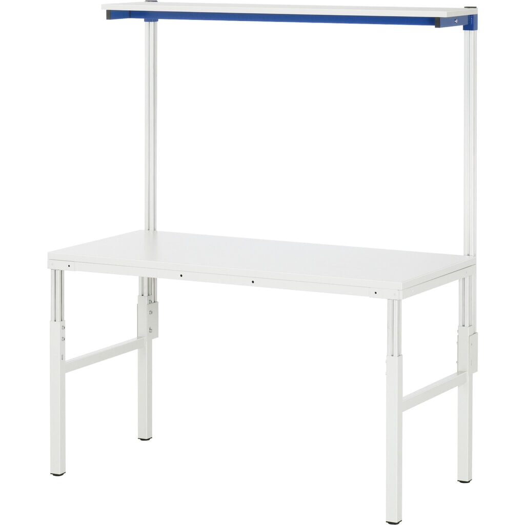 RAU Arbeitstisch Serie E, mit Etagenbord, HxBxT 650-1.000 x 1.800 x 700 mm, Arbeitsplatte Melamin-Belag Produktabbildung Nr. 3: RAU Arbeitstisch Serie E, mit Etagenbord, HxBxT 650-1.000 x 1.800 x 700 mm, Arbeitsplatte Melamin-Belag