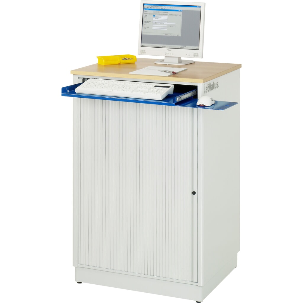 RAU Computer-Stationen, HxBxT 1.100 x 720 x 660 mm, Buche Dekor Arbeitsplatte, mit Rolladen, Steckdosenleiste Produktabbildung Nr. 5: RAU Computer-Stationen, HxBxT 1.100 x 720 x 660 mm, Buche Dekor Arbeitsplatte, mit Rolladen, Steckdosenleiste