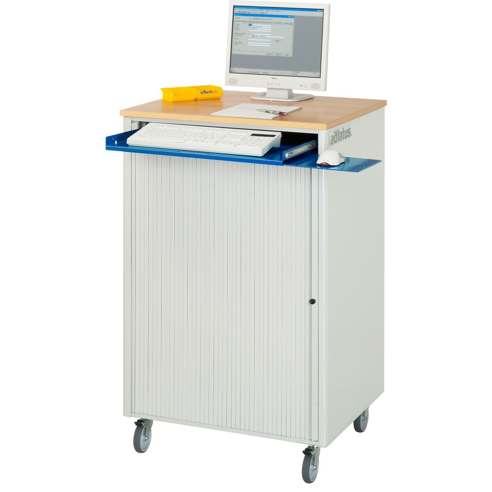 Produktabbildung Nr. 2: RAU Computer-Stationen, HxBxT 1.100 x 720 x 660 mm, Buche Dekor Arbeitsplatte, mit Rolladen, Steckdosenleiste und Rollensatz