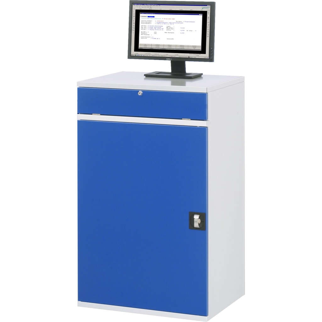 RAU Computer-Schrank, HxBxT 1.060 x 650 x 520 mm, mit 1 Flügeltür und Tastaturauszug Produktabbildung Nr. 3: RAU Computer-Schrank, HxBxT 1.060 x 650 x 520 mm, mit 1 Flügeltür und Tastaturauszug