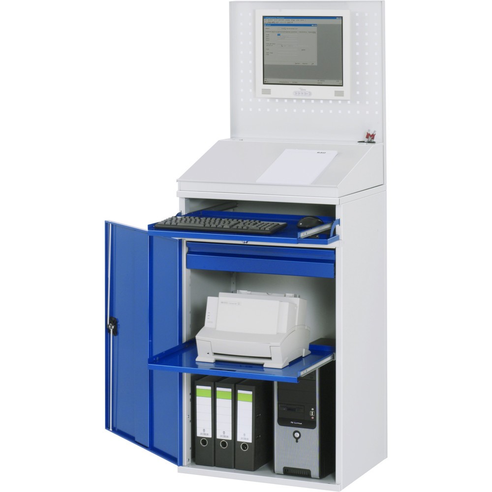 Produktabbildung: RAU Computer-Schrank, HxBxT 1.770 x 650 x 520 mm, mit 1 Flügeltür und Tastaturauszug