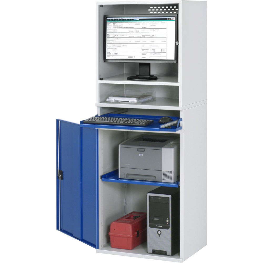 Produktabbildung: RAU Computer-Schrank, Monitorgehäuse, Tastaturauszug, Flügeltür, stationär