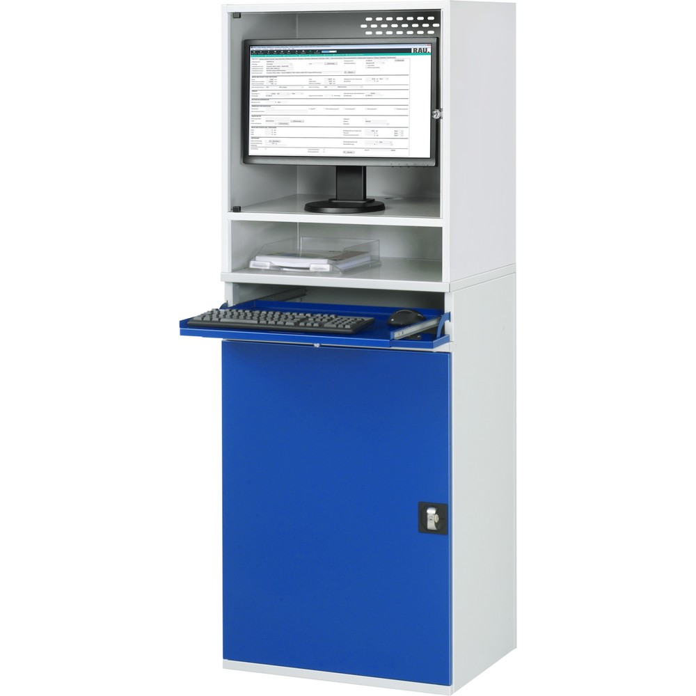 Produktabbildung Nr. 2: RAU Computer-Schrank, Monitorgehäuse, Tastaturauszug, Flügeltür, Schubladenanzahl x H x B: 2 x 80 x 570 mm