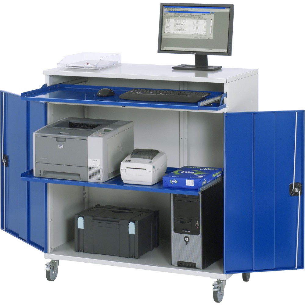 Produktabbildung Nr. 1: RAU Computer-Schrank, Tastaturauszug, Doppel-Flügeltür, mobil