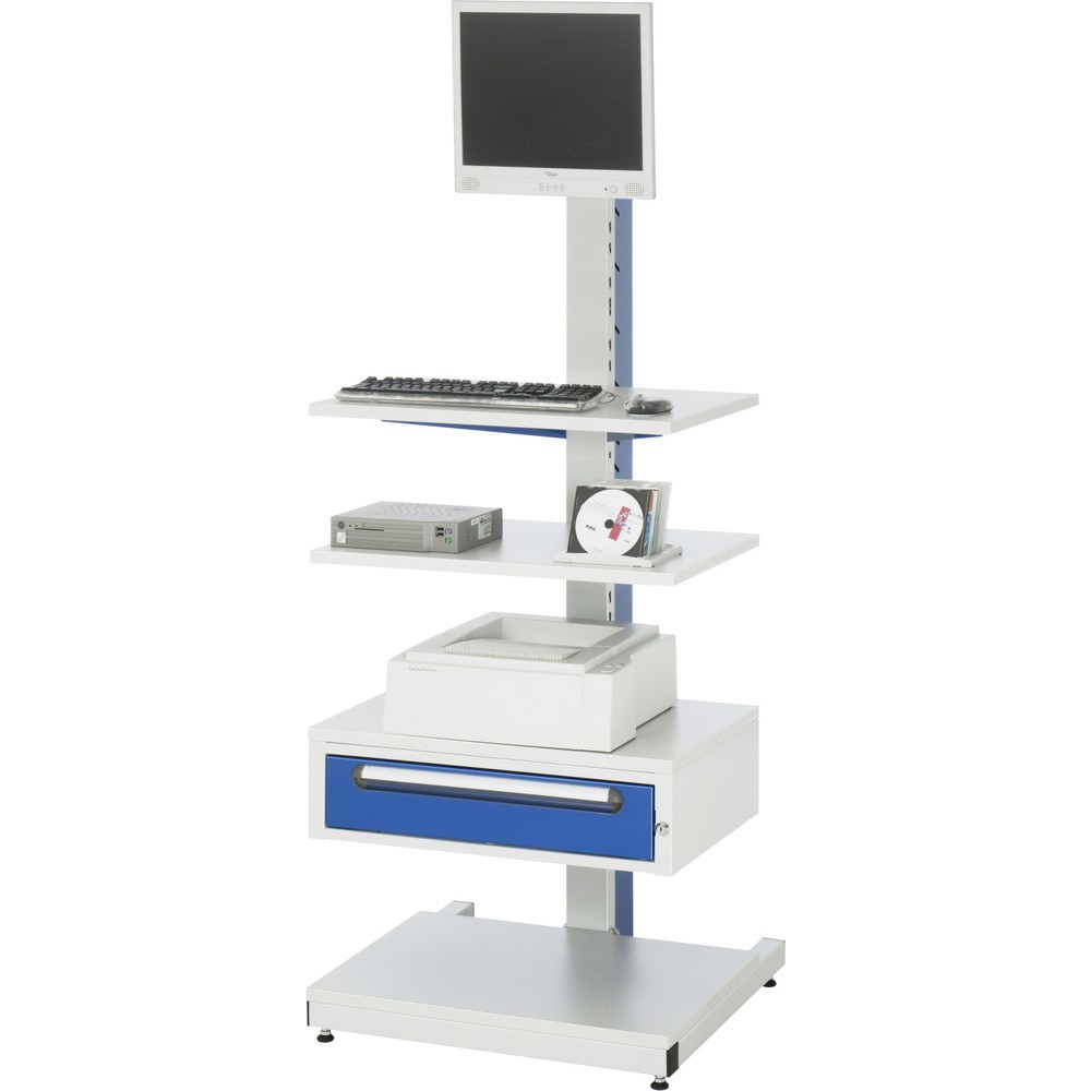 Produktabbildung: RAU Computer-Ständer, HxT: 1.680 x 65 mm, Schubladen 1 x 120 mm, stationär