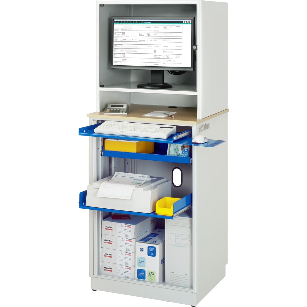 RAU Computer-Station, Tastaturauszug, 1 Schublade, stationär Produktabbildung: RAU Computer-Station, Tastaturauszug, 1 Schublade, stationär