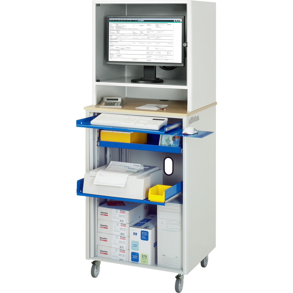 RAU Computer-Station, Tastaturauszug, 1 Schublade, mobil Produktabbildung: RAU Computer-Station, Tastaturauszug, 1 Schublade, mobil