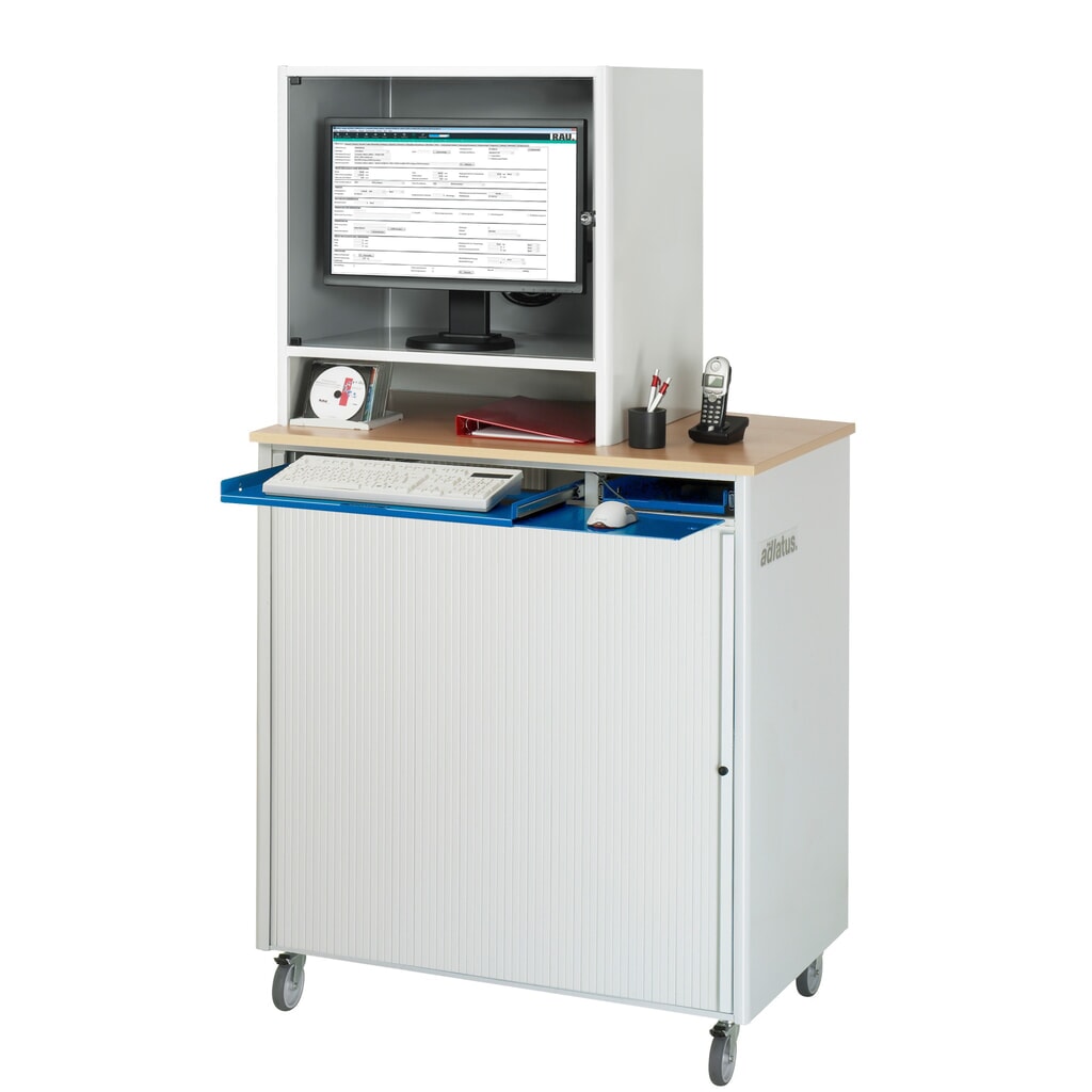 Produktabbildung Nr. 4: RAU Computer-Station, Tastaturauszug, 3 Schubladen, mobil