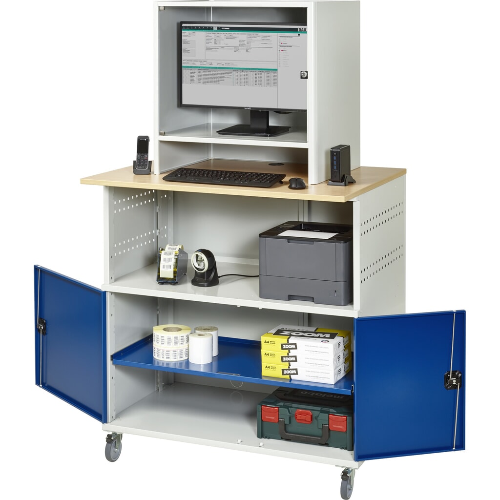Produktabbildung: RAU Computer-Tisch mit Monitorgehäuse, mobil