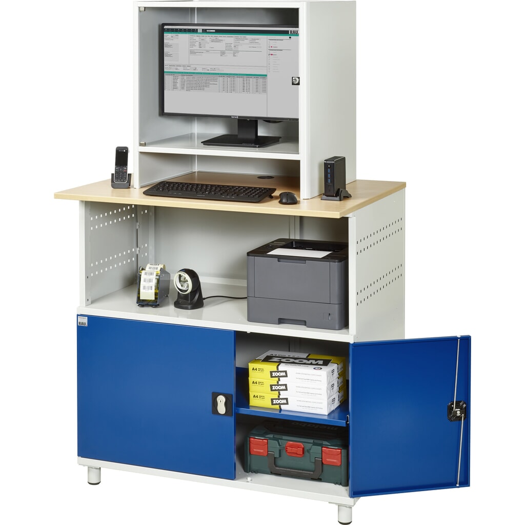 RAU Computer-Tisch mit Monitorgehäuse, stationär Produktabbildung Nr. 6: RAU Computer-Tisch mit Monitorgehäuse, stationär