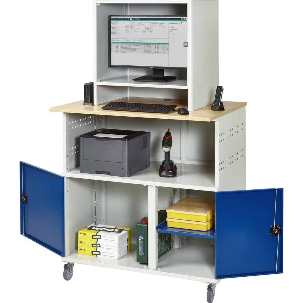 RAU Computer-Tisch mit Monitorgehäuse, mobil Produktabbildung: RAU Computer-Tisch mit Monitorgehäuse, mobil
