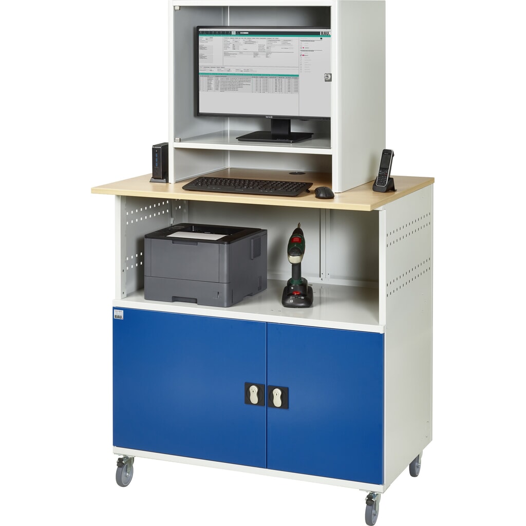 RAU Computer-Tisch mit Monitorgehäuse, mobil Produktabbildung Nr. 9: RAU Computer-Tisch mit Monitorgehäuse, mobil