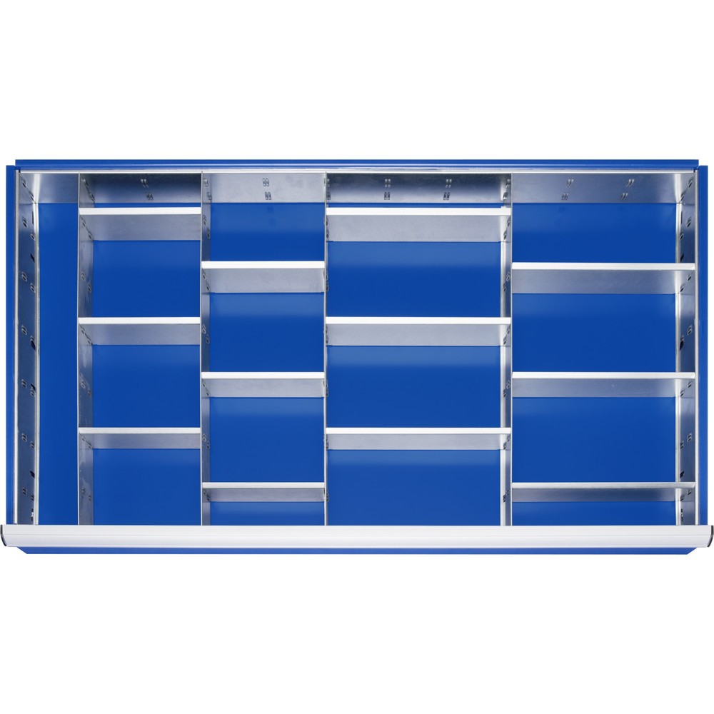 Produktabbildung: RAU Einteilungsset für Schublade, HxBxT 150 x 1.055 x 560 mm, mit 4-tlg. Rasterleisten-Set und 4 Trennwände, Größe XXL für Fronthöhe 180-360 mm