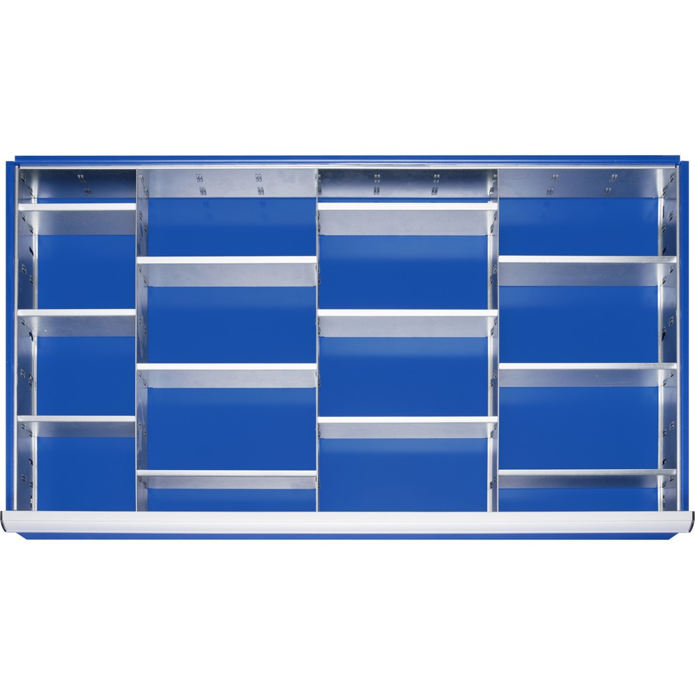 Produktabbildung: RAU Einteilungsset für Schublade, HxBxT 90 x 1.055 x 560 mm, mit 4-tlg. Rasterleisten-Set und 3 Trennwände, Größe XXL für Fronthöhe 120-150 mm