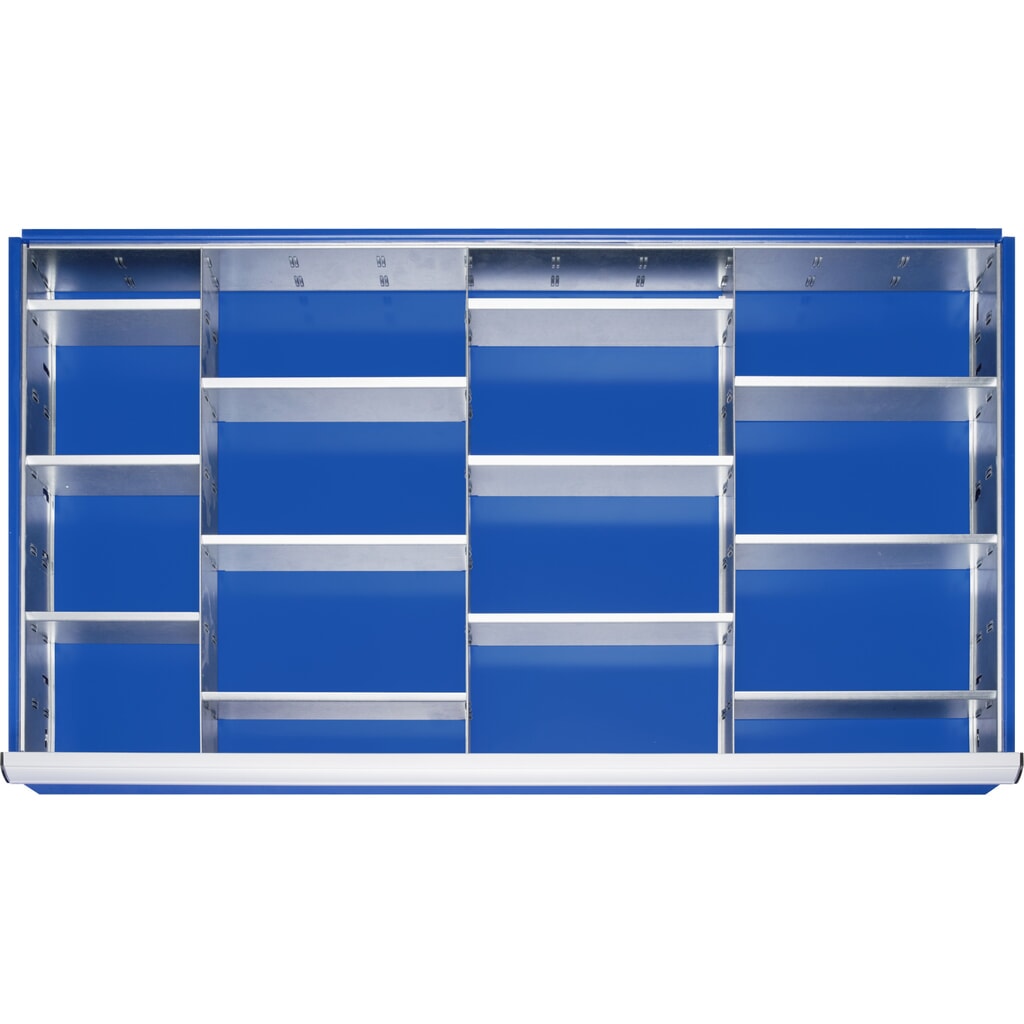Produktabbildung: RAU Einteilungsset für Schublade, HxBxT 47 x 1.055 x 560 mm, mit 4-tlg. Rasterleisten-Set und 3 Trennwände, Größe XXL für Fronthöhe 60-90 mm