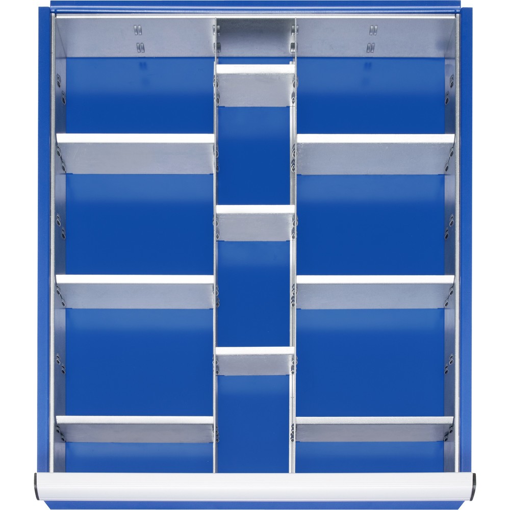 Produktabbildung: RAU Einteilungsset für Schublade, HxBxT 150 x 490 x 560 mm, mit 4-tlg. Rasterleisten-Set, Größe L für Fronthöhe 180-360 mm