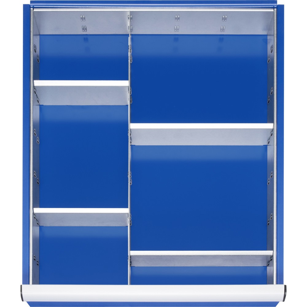 Produktabbildung: RAU Einteilungsset für Schublade, HxBxT 90 x 490 x 560 mm, mit 4-tlg. Rasterleisten-Set, Größe L für Fronthöhe 120-150 mm