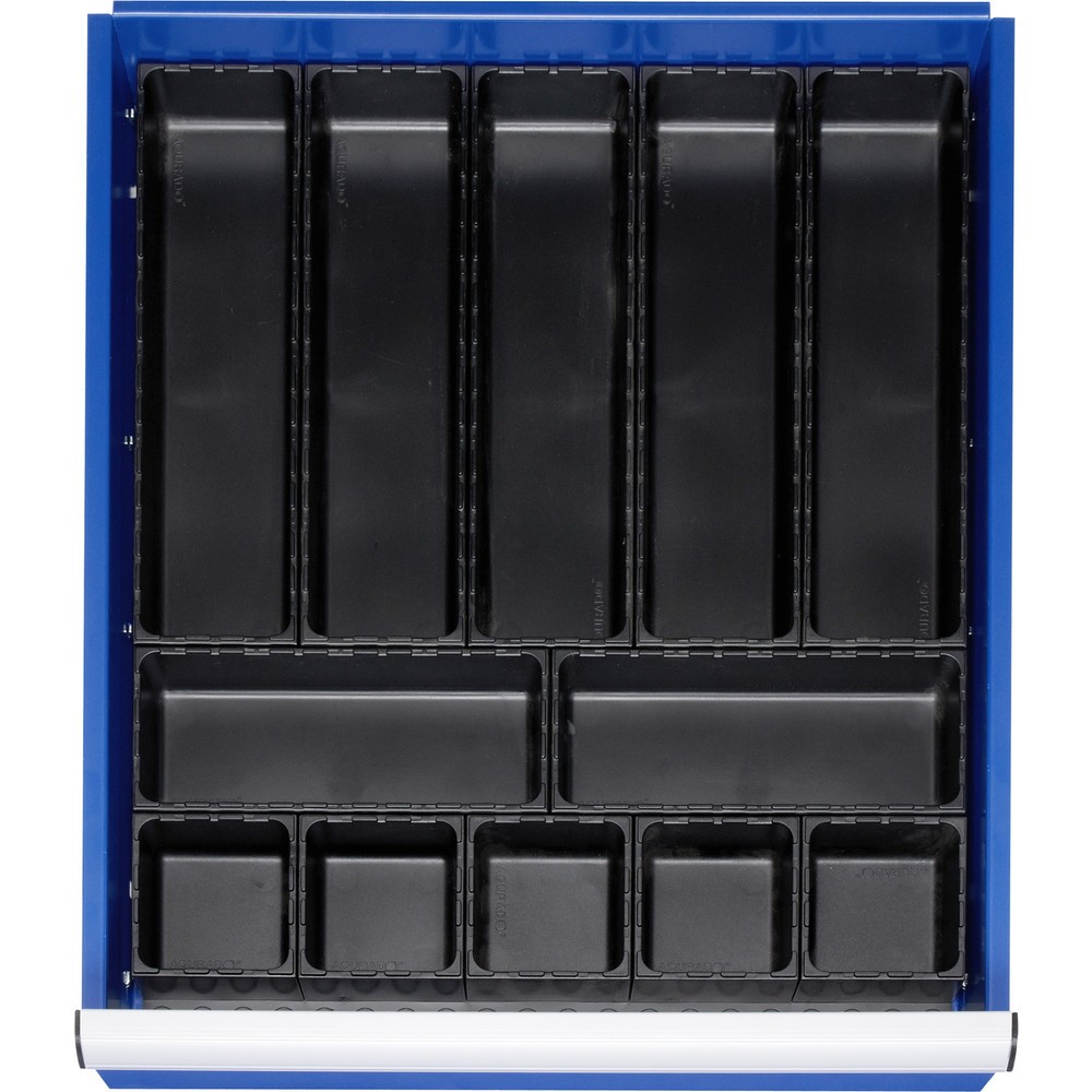 Produktabbildung: RAU Einteilungsset für Schublade, HxBxT 48 x 490 x 560 mm, mit Bodenplatte und 5 Boxen, Größe L für Fronthöhe 60-360 mm
