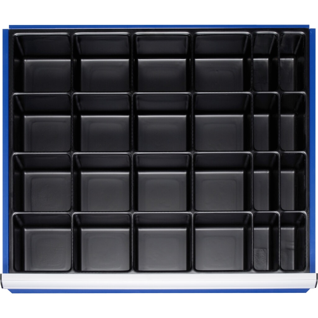 RAU Einteilungsset für Schublade, HxBxT 90 x 680 x 560 mm, mit Kleinteileinsatz und 24 Fächer, Größe XL für Fronthöhe 120-360 mm Produktabbildung: RAU Einteilungsset für Schublade, HxBxT 90 x 680 x 560 mm, mit Kleinteileinsatz und 24 Fächer, Größe XL für Fronthöhe 120-360 mm