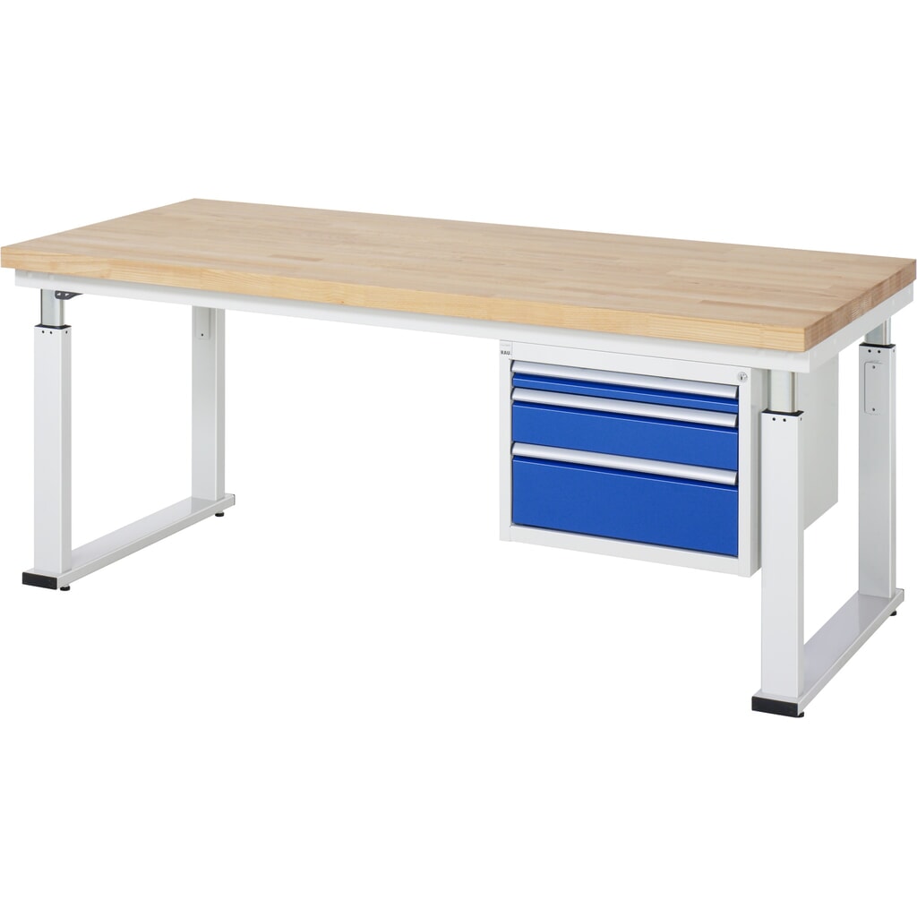 Produktabbildung Nr. 11: RAU elektrisch höhenverstellbare Werkbank Serie adlatus 600, HxBxT 740-1.140 x 750 x 700 mm, Arbeitsplatte Buche