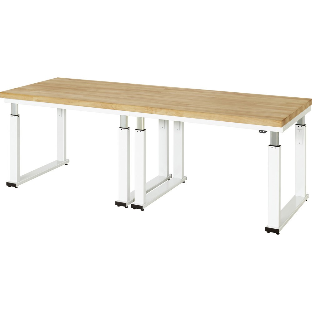 Produktabbildung: RAU elektrisch höhenverstellbare Werkbank Serie adlatus 600, HxBxT 740-1.140 x 2.500 x 900 mm, Arbeitsplatte Buche