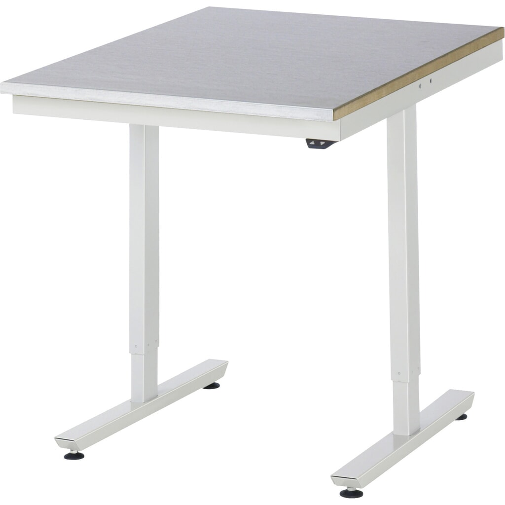 Produktabbildung: RAU elektrisch höhenverstellbarer Werktisch Serie adlatus 150, HxBxT 720-1.120 x 750 x 1.000 mm, Arbeitsplatte Stahlblech-Belag