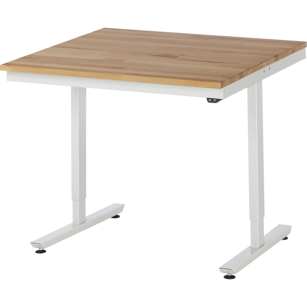 Produktabbildung: RAU elektrisch höhenverstellbarer Werktisch Serie adlatus 150, HxBxT 720-1.120 x 1.000 x 1.000 mm, Arbeitsplatte Buche-Massiv