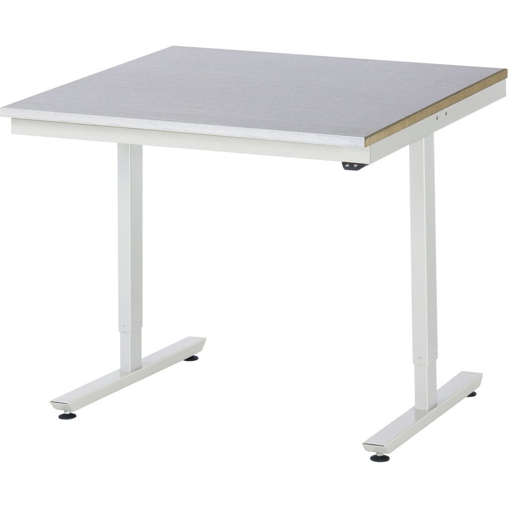 RAU elektrisch höhenverstellbarer Werktisch Serie adlatus 150, HxBxT 720-1.120 x 1.000 x 1.000 mm, Arbeitsplatte Stahlblech-Belag Produktabbildung: RAU elektrisch höhenverstellbarer Werktisch Serie adlatus 150, HxBxT 720-1.120 x 1.000 x 1.000 mm, Arbeitsplatte Stahlblech-Belag
