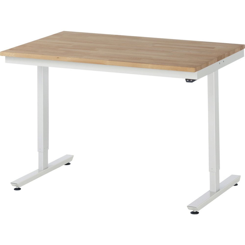 Produktabbildung Nr. 1: RAU elektrisch höhenverstellbarer Werktisch Serie adlatus 150, HxBxT 720-1.120 x 1.250 x 800 mm, Arbeitsplatte Buche-Massiv