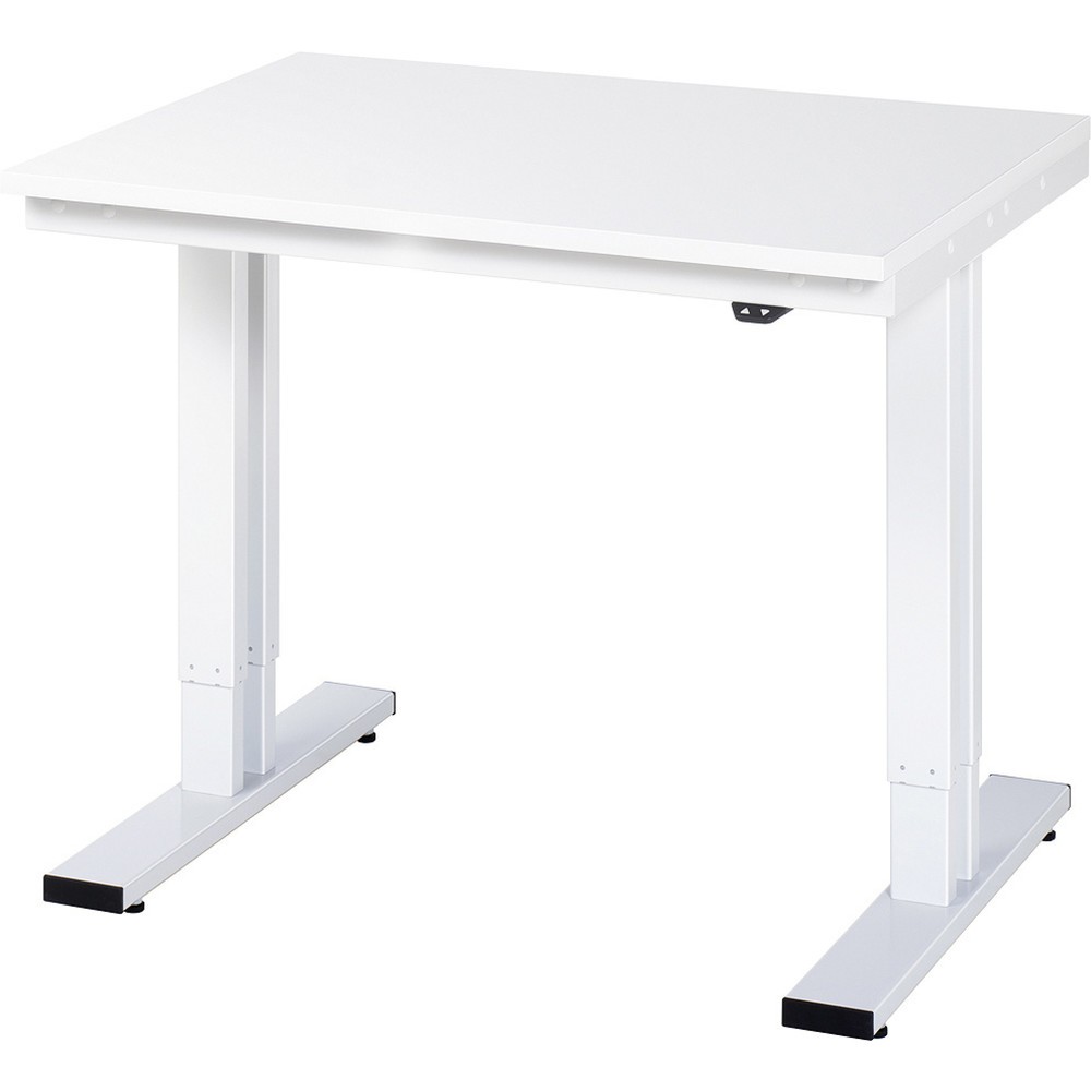 Produktabbildung: RAU elektrisch höhenverstellbarer Werktisch Serie adlatus 300, HxBxT 720-1.120 x 1.000 x 800 mm, melaminharzbeschichtete Arbeitsplatte