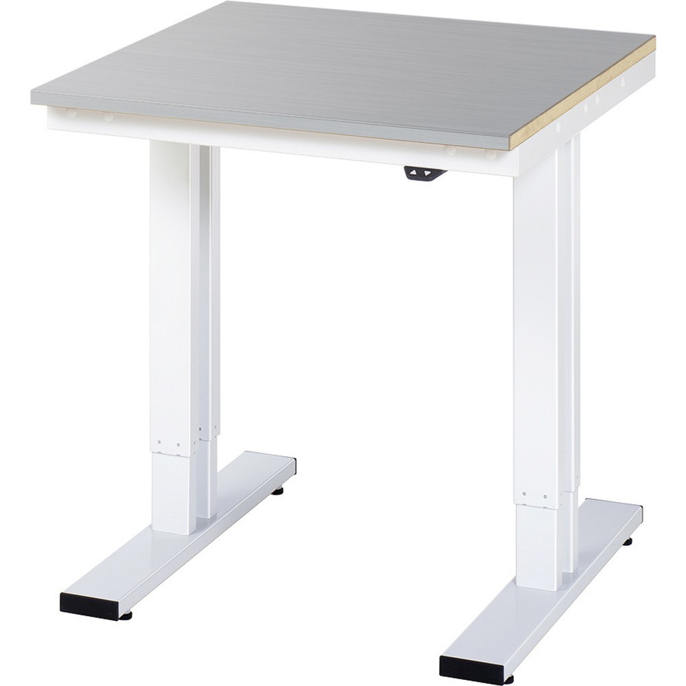 Produktabbildung: RAU elektrisch höhenverstellbarer Werktisch Serie adlatus 300, HxBxT 720-1.120 x 750 x 800 mm, Edelstahlblech-Belag Arbeitsplatte