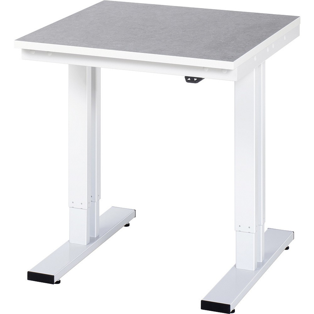 Produktabbildung: RAU elektrisch höhenverstellbarer Werktisch Serie adlatus 300, HxBxT 720-1.120 x 750 x 800 mm, Linoleum-/Universal-Belag Arbeitsplatte