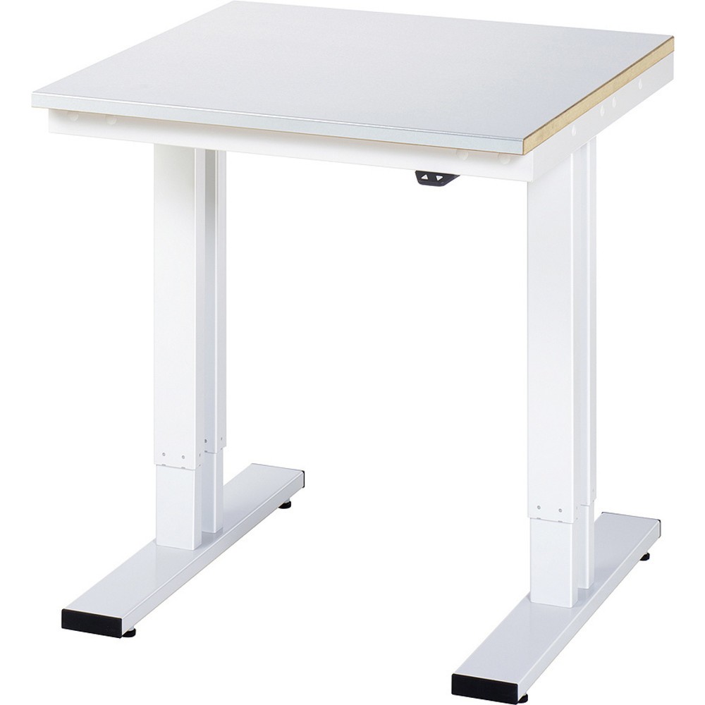 Produktabbildung: RAU elektrisch höhenverstellbarer Werktisch Serie adlatus 300, HxBxT 720-1.120 x 750 x 800 mm, Stahlblechbelag Arbeitsplatte